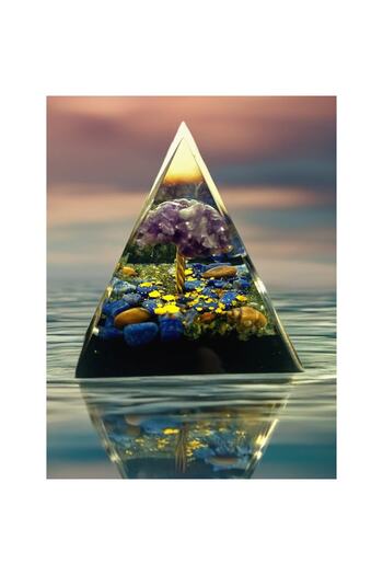 BLA BLA FOAM Orgone Pyramid, Amethyst, Peridot, Obsidian, Lapis Lazuli, Tree of Life