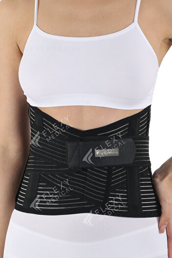 Flexy Medical Steel Underwire Medical Corset Lumbostad Black (26cm) Orthopedic Waist Corset Hernia