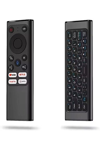 Generic 4-in-1 Rechargeable Voice Air Mouse Remote with Mini Wireless Keyboard – 2.4G RF, USB-C, Gyroscope