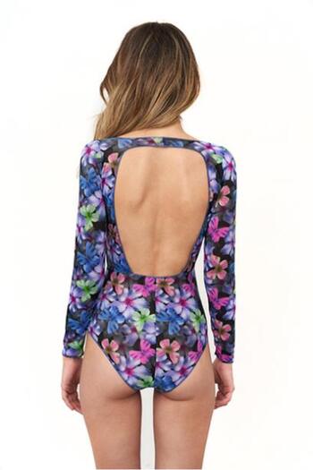 Blankkını Long Sleeve Deep V Swimsuit