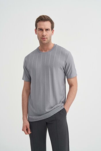 Cazador Regular Fit Crew Neck Thin Stripe T-Shirt