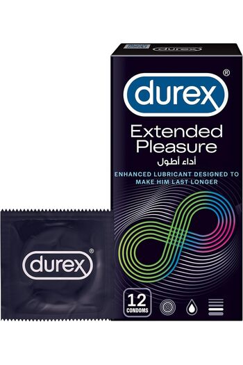 Durex Extended Pleasure Condoms for Men with Enhanced Lubricant - 12 Pieces