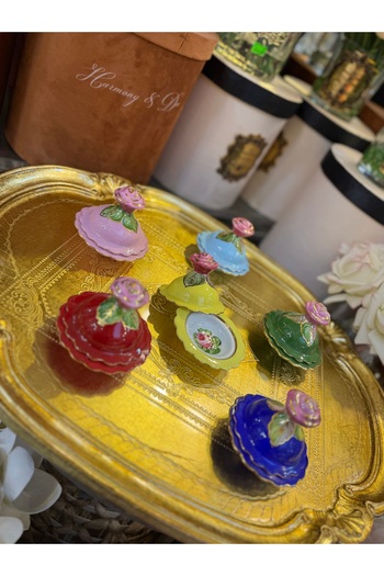 Handmade Esterhomedecor 6-Piece Covered Hand-Painted Turkish Delight Bowl Colorful