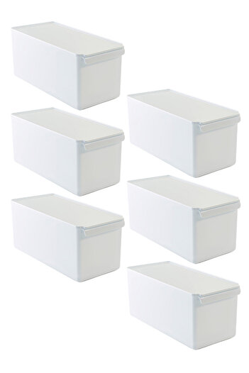 Prima Nova Δοχείο αποθήκευσης με καπάκι Ψυγείο Organizer Inside Cabinet Organizer Storage Container 165*355*160Mm Λευκό 6 τεμάχια