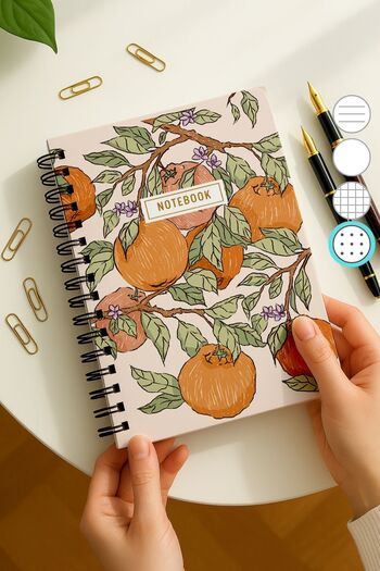 Eldesen Tasarım A5 Spiral Thick Cover Dotted Notepad, 80 Sheets 160 Pages, Orange