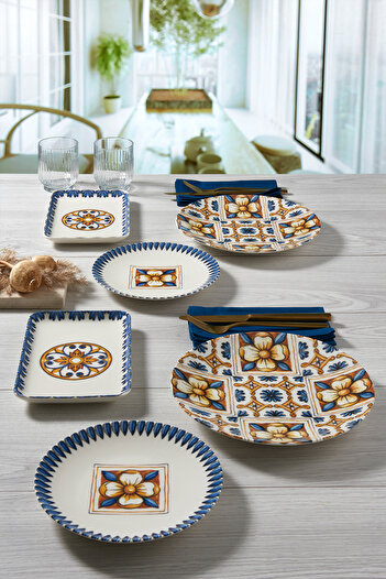 Güral Porselen Camelia 18 Piece Bone Breakfast Set for 6 People - 16771