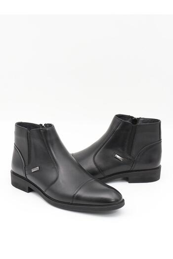 Nesil Shoes Thrtrk 2302-1 Μαύρες ανδρικές μπότες από γνήσιο δέρμα από καουτσούκ
