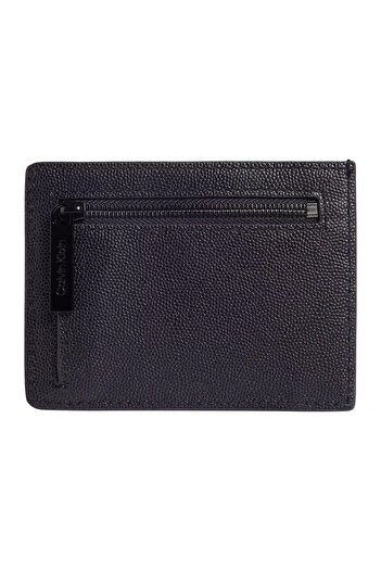 Calvin Klein Men's Stitching Detailed Comfortable Portable Leather Black Card Holder K50K 512690 -Beh