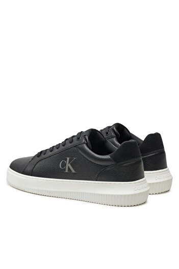 Calvin Klein Men's Comfortable Flat Sole Leather Black Sneakers Ym0Ym01253-0Gm