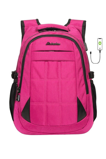 Relaxion Pink Water Resistant Padded Daily School Backpack with Bat Back Structure and Laptop Compartment