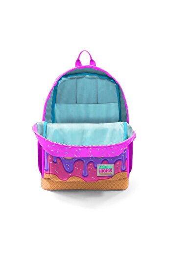 Coral High 23731 KİDS PEMBE RENGARENK DONDURMA DESENLİ DÖRT BÖLMELİ SIRT ÇANTASI
