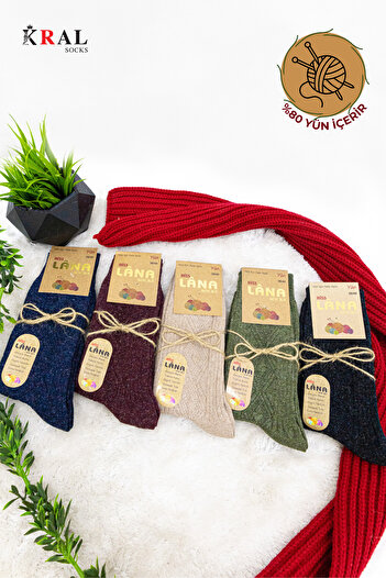 Miss Lana Ladies Socks Чорапи (5 ЧИФТА) Зимни вълнени чорапи Агнешка вълна (СПЕЦИАЛНА АВНЕШКА ВЪЛНА) За жени с термични характеристики