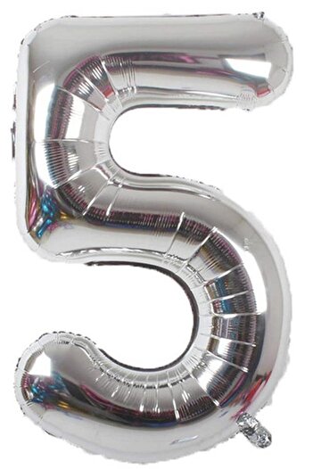 BeySüS 40 Inch Number Foil Balloon Silver 5 Number