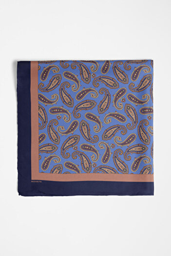 Modabutik A22 Kadın Mavi Şal Desenli 50x50 Bandana Hyl Dg0578-22