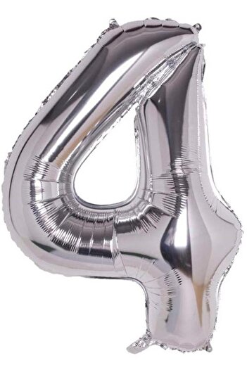 BeySüS 40 Inch Silver Colored 4 Number Foil Balloon