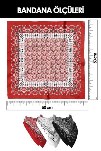 Modabutik B61 Women's Brown Geometric Patterned 50X50 Bandana Hyl Dg01594-22