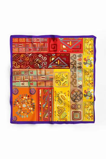 Modabutik B71 Women's African Ethnic Patterned Bandana Red Yellow Dg0218