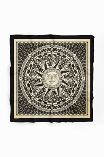 Modabutik Γυναικεία κρέμα Ethnic Sun Pattern 50x50 Bandana Hyl Dg0540-22