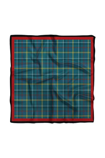 Modabutik V63 Kadın Petrol Ekose Desenli 50x50 Bandana Hyl Dg0708-22