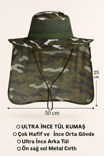 Avantaj Kapıda ®   Uv Protection Neck Collar Hat – Mesh Keeping Cool, Windproof Light Brown