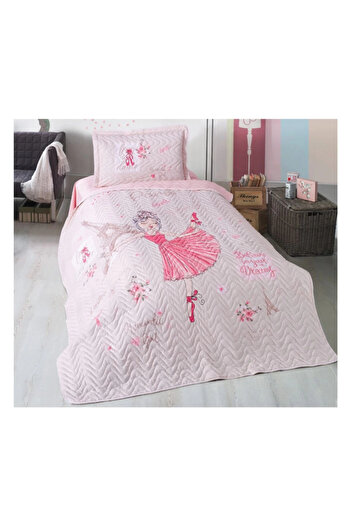 Clasy Ranforce 100% Cotton Quilted Single Bedspread Set Romantic Girl