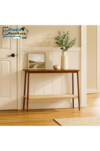 PixelsFurniture طاولة كونسول من بكسل الأثاث, مدخل بسطح من الخشب وبأطراف من المعدن متعدد الاستخدامات