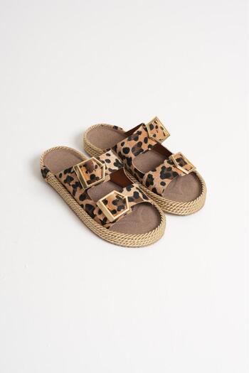 TOPUK Leopard Women's Rope Leather Powder Slippers