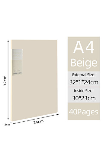 Choice beige-40Pages KOBEST Multi-Layer A4 Side Transparent Thickening Folder - 20/30/40/60 Pages Office Sc