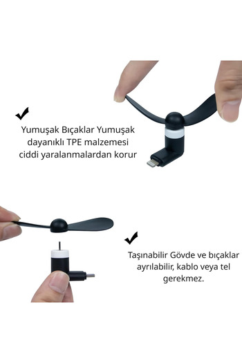 Generic iPhone için Taşınabilir Mini Vantilatör - Lightning Port Uyumlu Serinletici Fan - Güçlü ve Sessiz