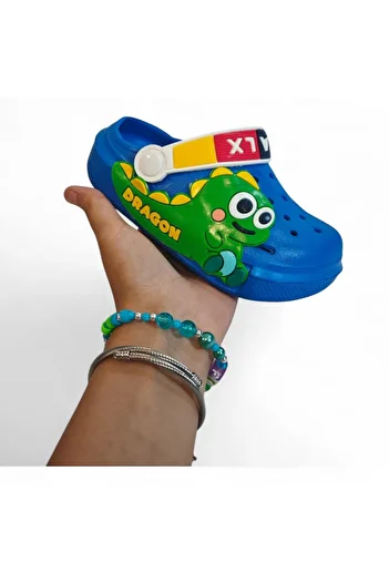 Calx 9043 Blue Crks Dinosaur Fifürlü Boy's Pool Beach Slippers