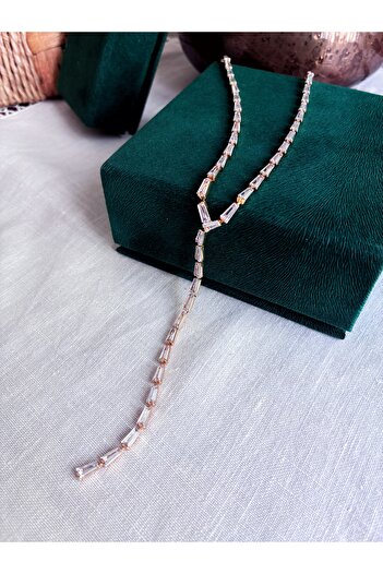 Miltonia Baguette Stone Long Y Necklace