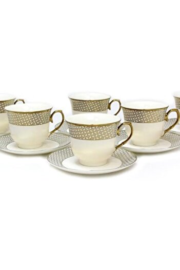 Blackstone YOKOSAKI 12-Piece Turkish Tea Cup Set - 250ml 6xCups & 14.5cm 6xSaucers