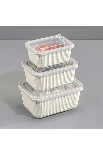 Se Yank Haus 3 Piece Microline Rectangular Set (600-1100-1800 ml) Storage and Storage Container
