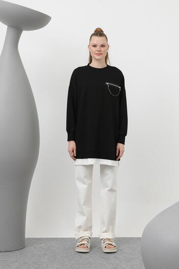 Puane Black Sweatshirt with Pocket Detail 10620