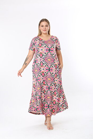 XL Modam Women's Lycra Patterned Plus Size Dress