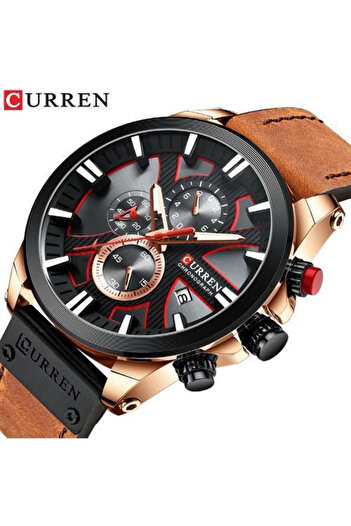 Curren Elegant Men's Watch 8346, Quartz, Stainless Steel and Leather, Black/Gold