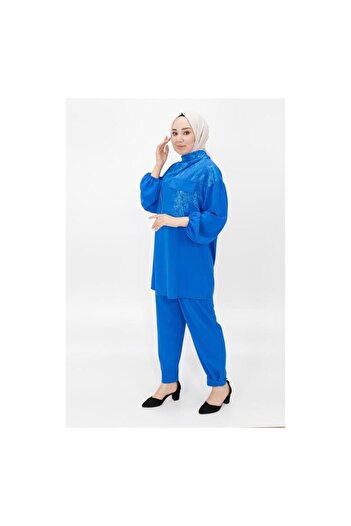 Puane Aerobin Fabric Collar Zipper Detail Double Women's Suit 14207