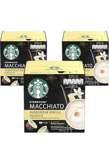 Starbucks Madagascar Vanilla Macchiato By Nescafe Dolce Gusto 12 Capsules, Pack of 3