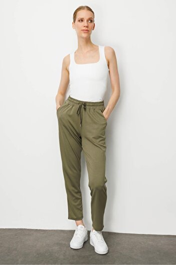 Desen Triko Women's Side Pocket Sweatpants Khaki