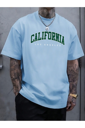 Let's Wear Ανδρικό μπλουζάκι CALIFORNIA με στάμπα, άνετο κοντομάνικο μπλουζάκι για το καλοκαίρι