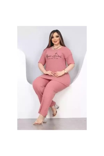 shai Printed Plus Size Pajama Set Dried Rose