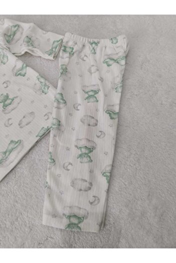 Store K.Yeşil Ayıcık Desenli Bebek Pijama Takımı Yenidoğan Gecelik