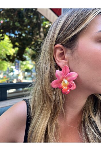 illys Zra Model Pink Salmon Orchid Earrings