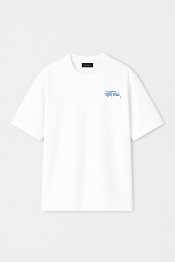 THE RULE Unisex Stüssy Ice Cube Printed Oversize 100% Cotton Wide Cut Textured Crew Neck T-Shirt Rf0531
