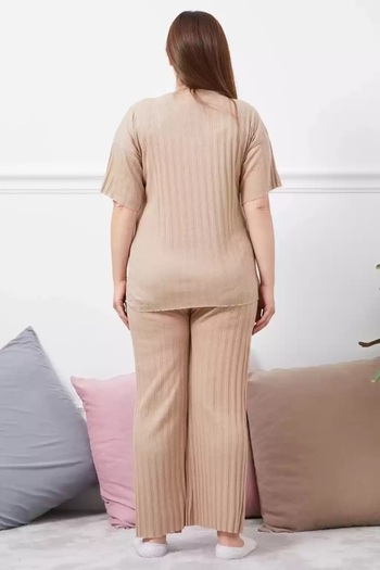 shai Printed Plus Size Pajama Set Mink Color