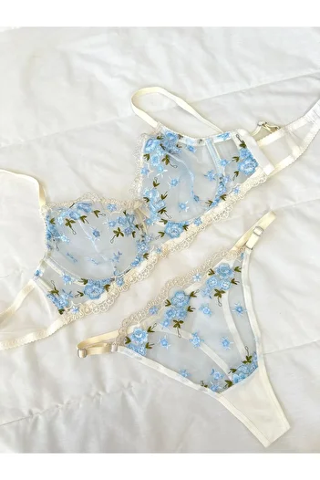 Feruzdesign Plus Size Shelly White Underwire Bra Set