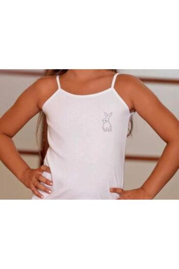 Şahinler Hawks, 6 Pack, Girl's Rope Strap Ribbed White Stone Printed Undershirt 100% Cotton *****
