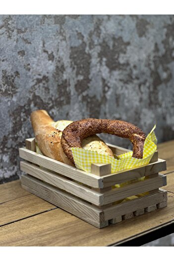 Germenicia Rustic Wooden Bread Presentation Case – Bagel & Bread Holder 15 X 20 - Height: 7.5 Cm.