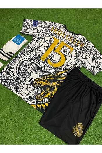 MONTENERO R. Madridd Dragon Patterned Ardâ-Gülêr Special Concept Children's Jersey Set of 4 (Black-White)