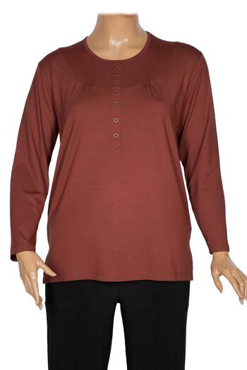 Pıtırcık Cimariva Women's Arsu Plus Size Robe Ornamental Buttoned Tan Blouse